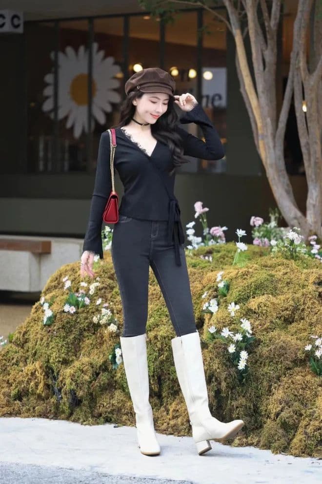 紧身牛仔裤穿搭指南：优雅甜美又显瘦