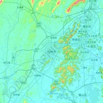 桂林市地形图：喀斯特地貌与山水美景