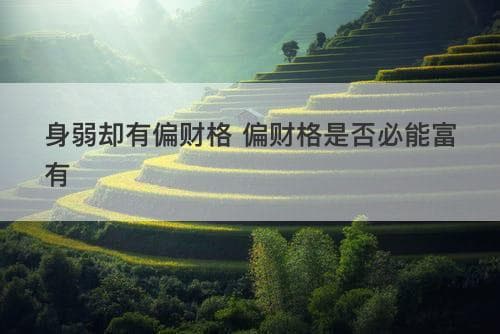 身弱却有偏财格 偏财格是否必能富有