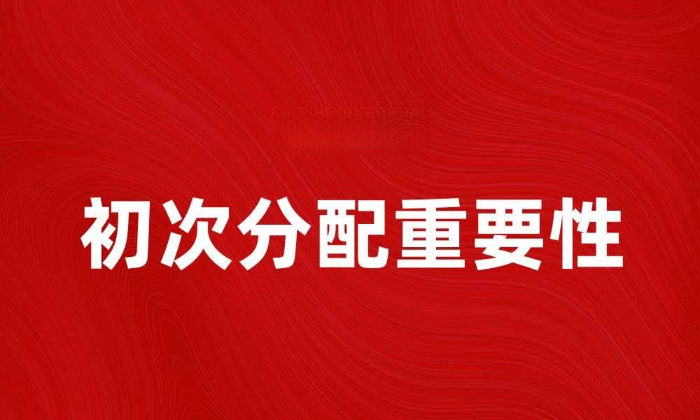 初次分配的影响与重要性解析，助你更好理解经济运行