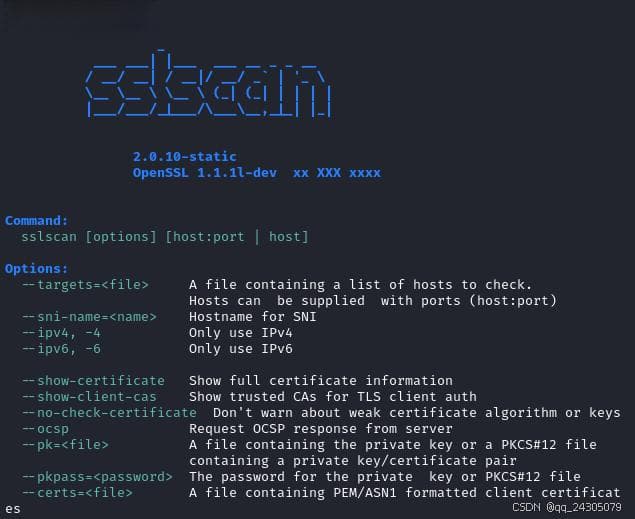 sslscan：快速 SSL/TLS 扫描器！全参数详细教程！