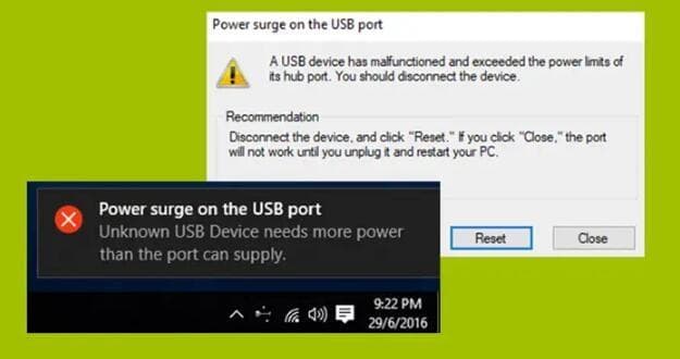 修复Windows11/10上USB端口上的电源浪涌错误