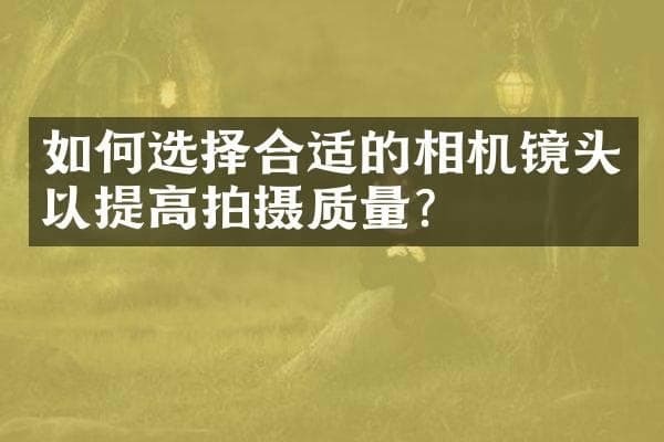 如何选择合适的相机镜头以提高拍摄质量？