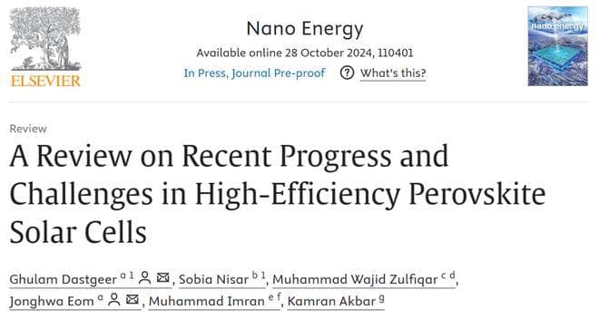 Nano Energy综述：高效钙钛矿太阳能电池研究进展与挑战
