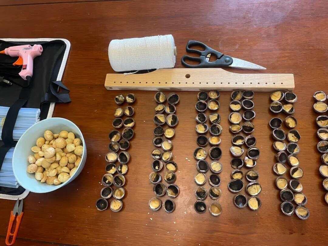 手把手教你用夏威夷果自制果壳排铃