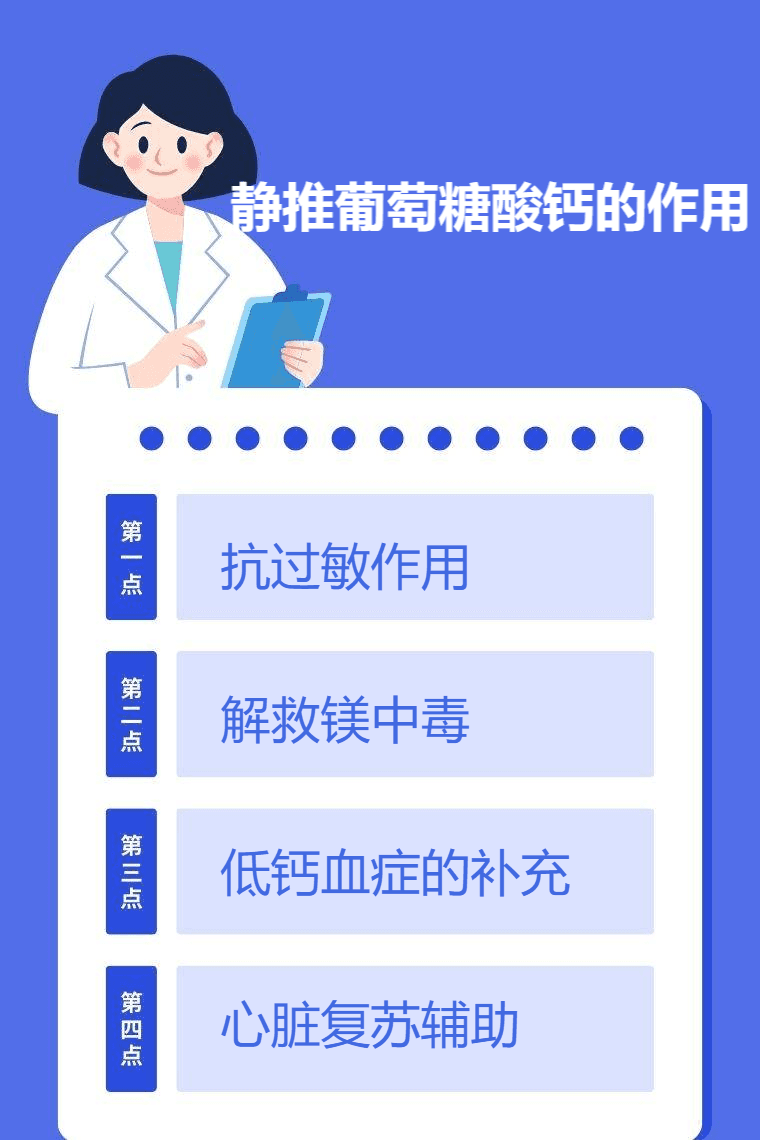 静推葡萄糖酸钙的作用与使用注意事项