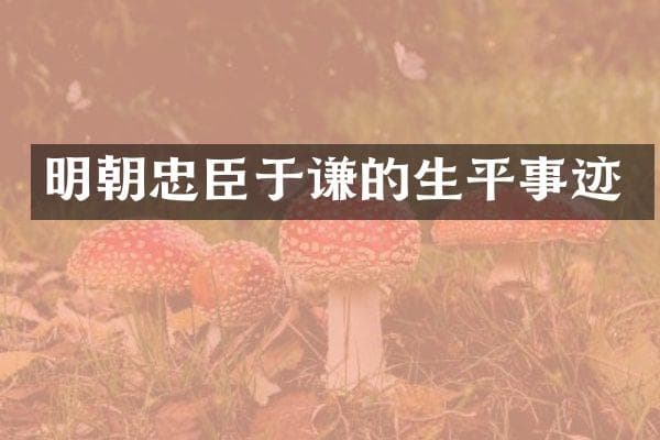 明朝忠臣于谦的生平事迹