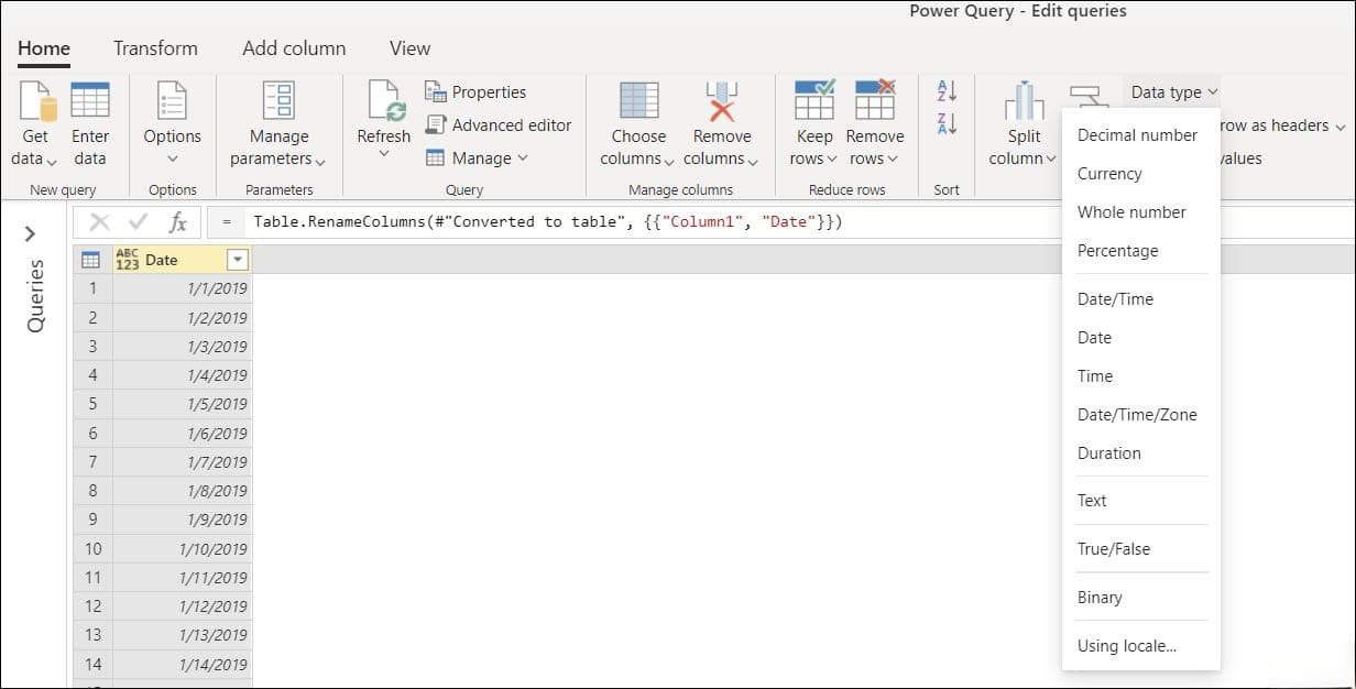Power Query 中的数据类型
