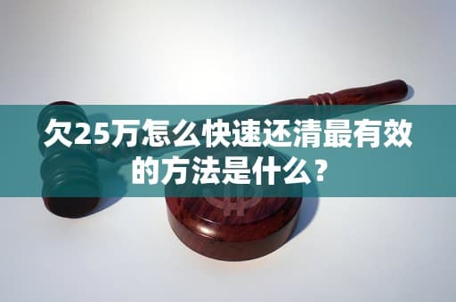 欠25万怎么快速还清最有效的方法是什么？
