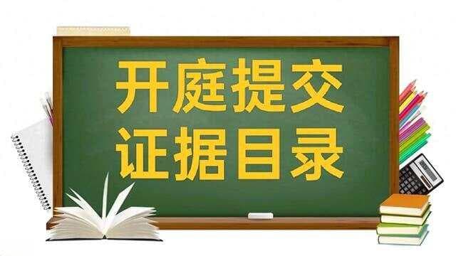 开庭时，提交证据目录