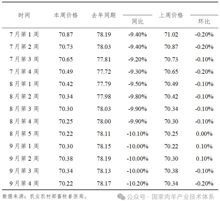 2024年第三季度羊肉价格降幅收敛 四季度或迎止跌回升契机