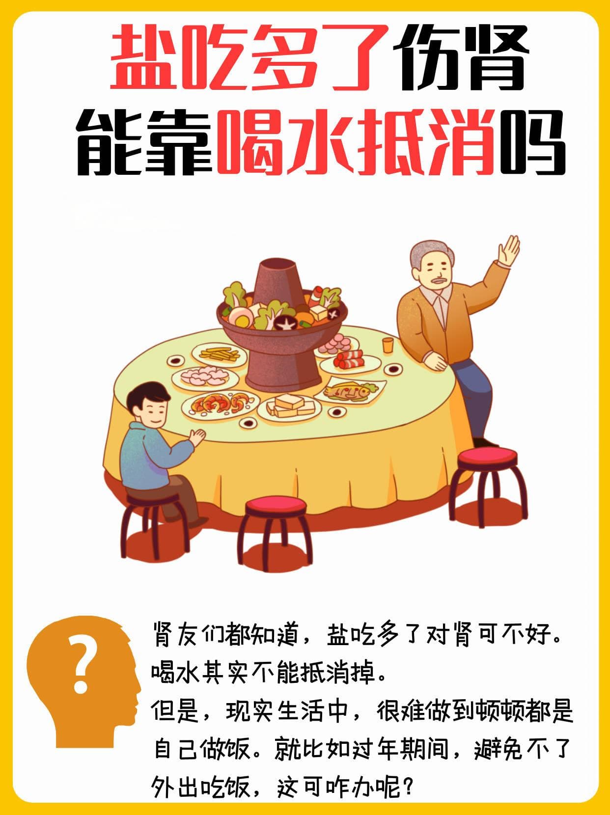 盐吃多了伤肾咋办？能靠多喝水来抵消吗？