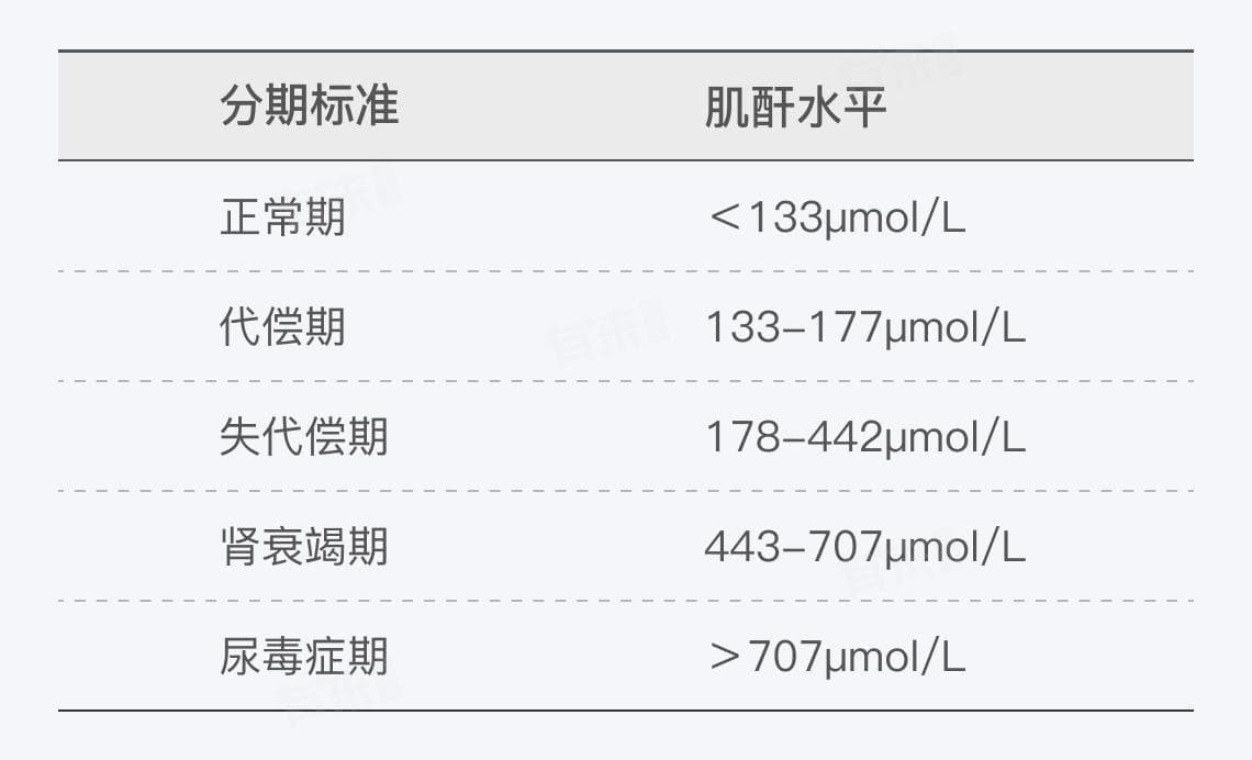 肾病肌酐分期标准5期