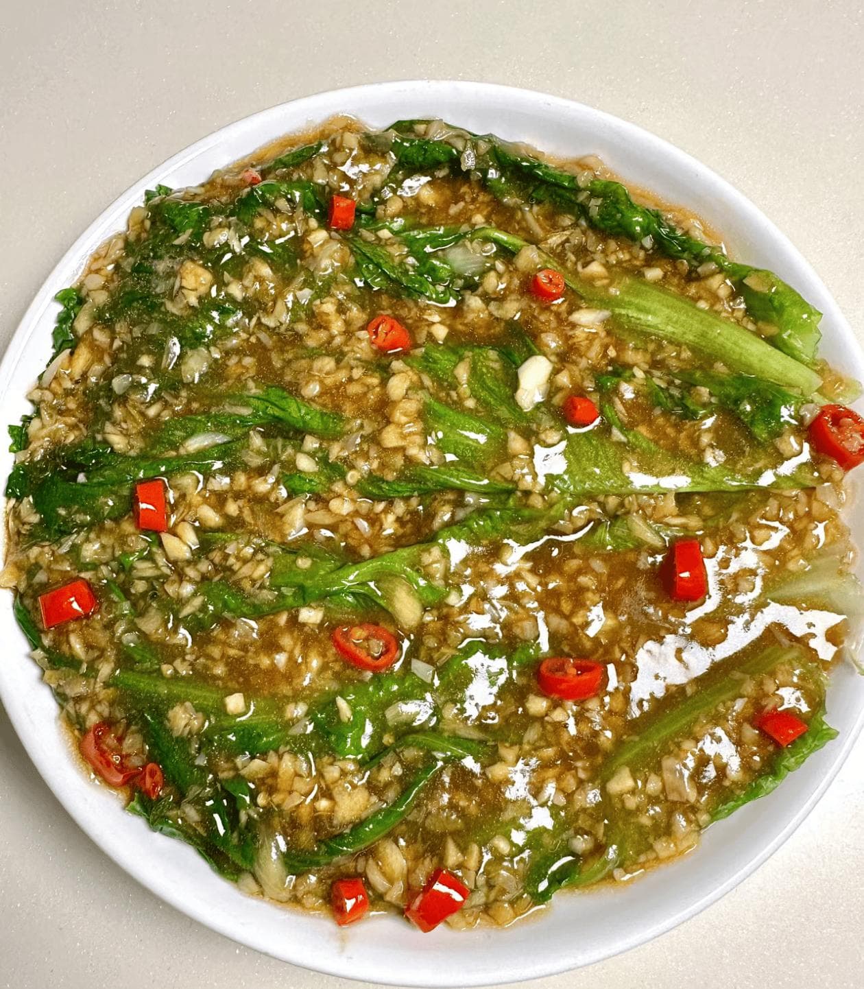 五分钟就搞定的蒜蓉生菜，爽脆入味不怕胖！