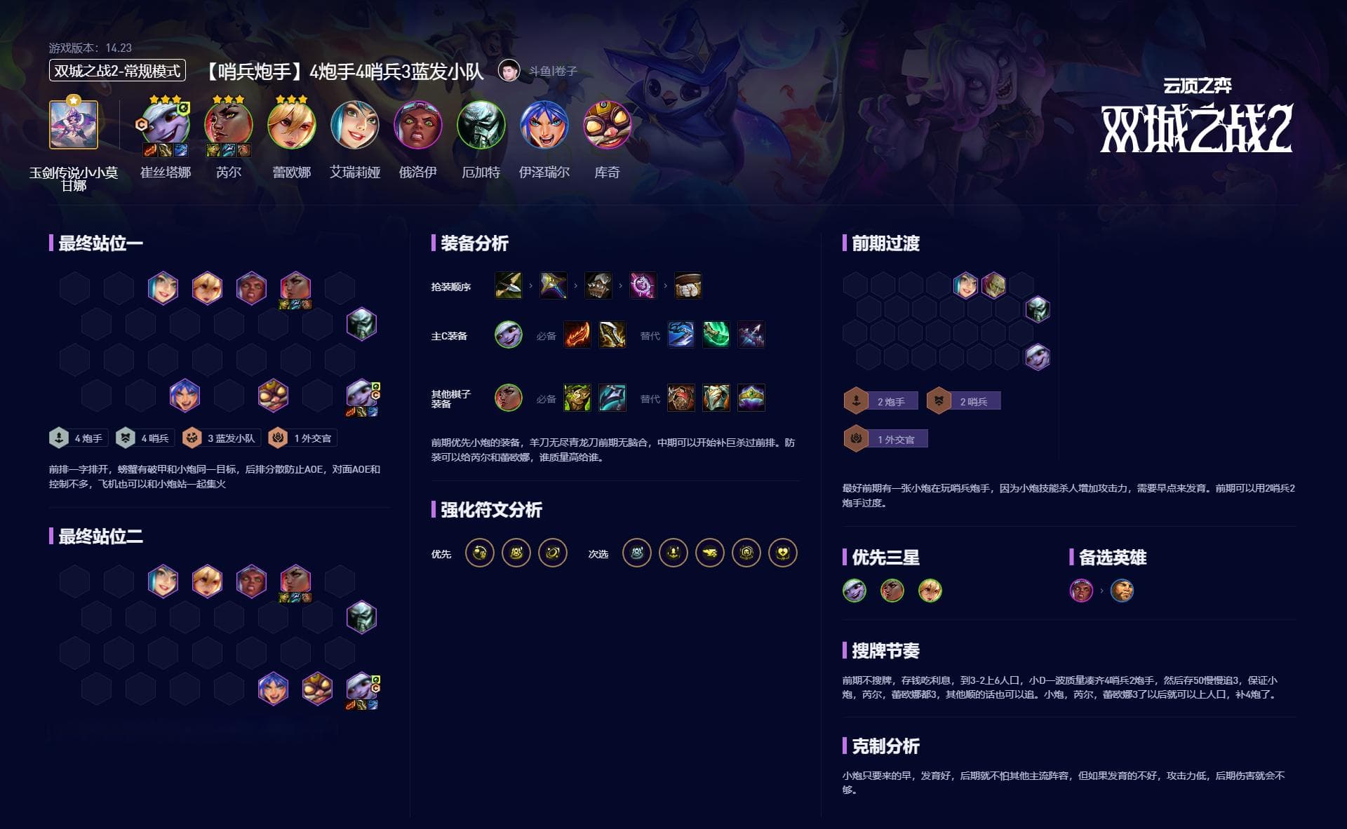 云顶之弈S134炮手4哨兵3蓝发小队阵容攻略