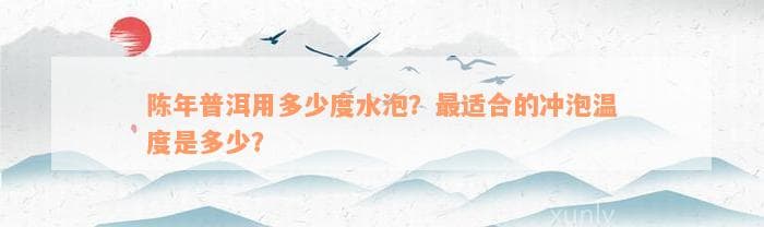 陈年普洱用多少度水泡？最适合的冲泡温度是多少？