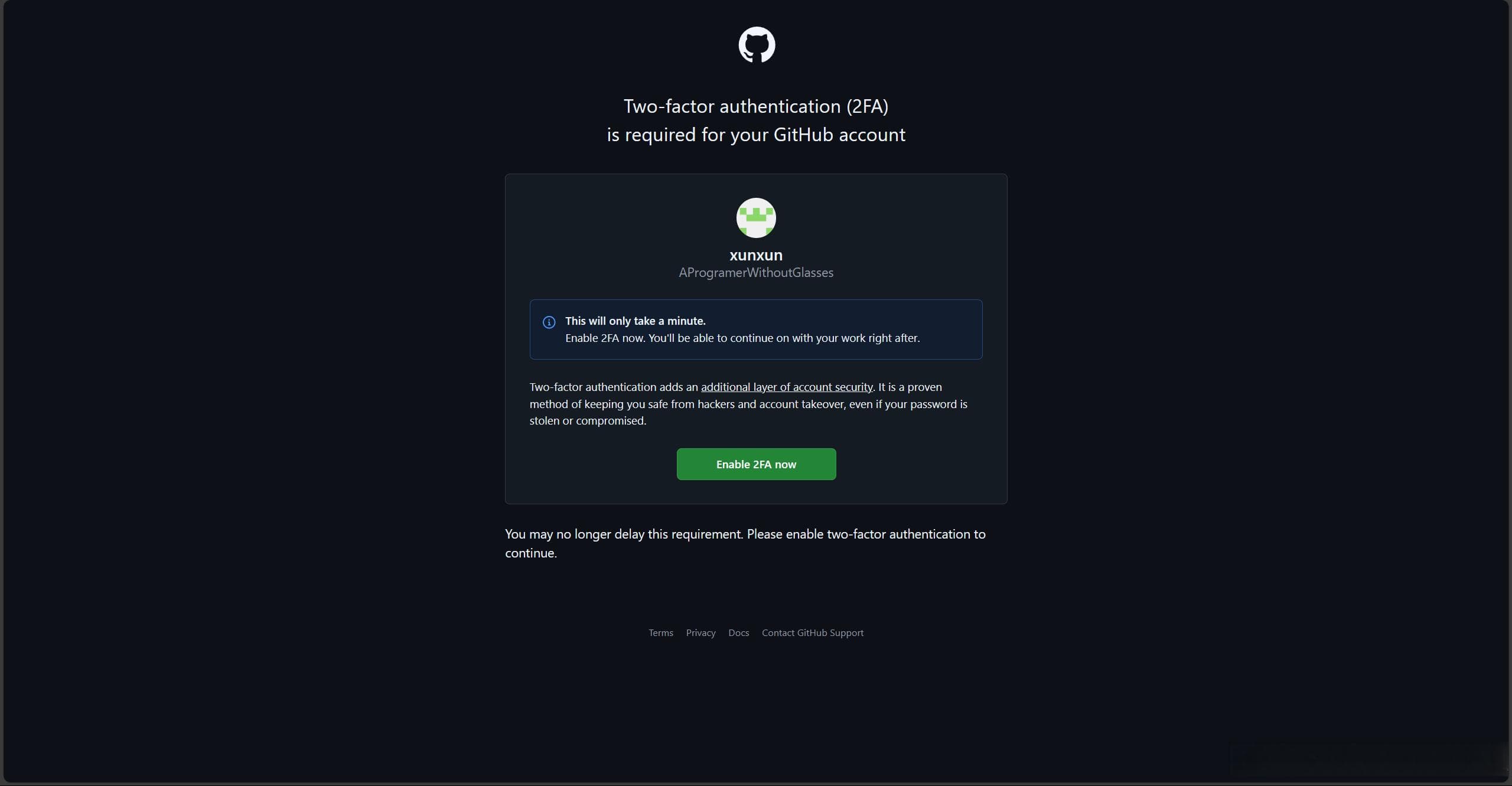 解决GitHub登录验证：启用两步验证（2FA）
