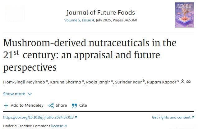 J. Future Foods | 21世纪的食用菌营养保健品：评价与未来展望