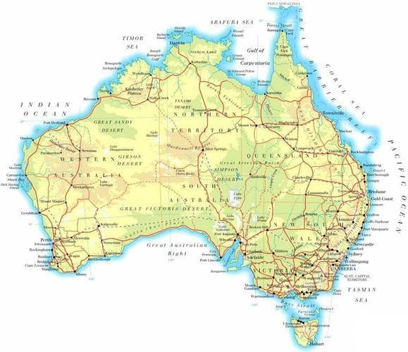 澳大利亚地图：探索广袤大陆的自然奇观与人文风貌