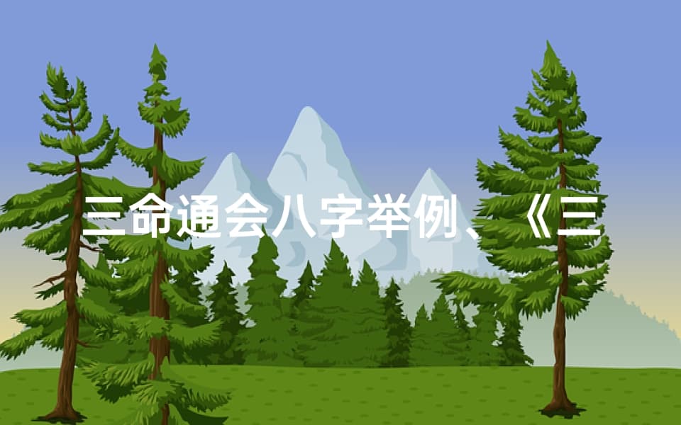 三命通会八字举例、《三命通会八字解析：经典案例分析》