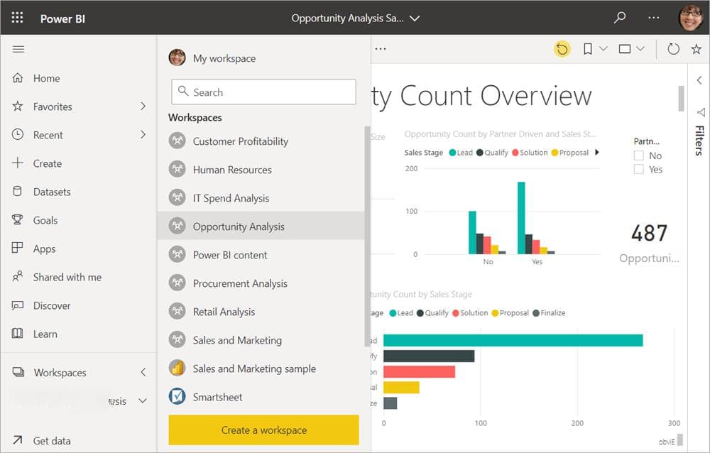 在 Power BI 中协作和共享的方式