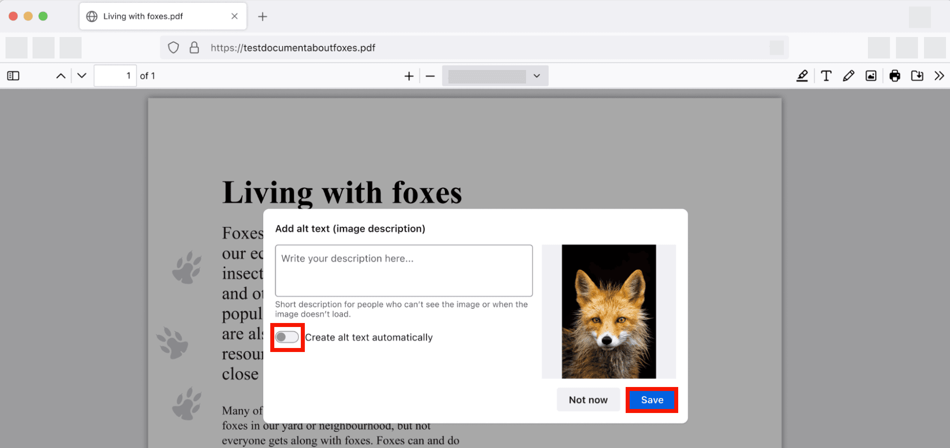 使用 Firefox 为 PDF 文件里的图片添加替代文本
