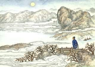 杜牧《寄扬州韩绰判官》：青山隐隐水迢迢，秋尽江南草未凋