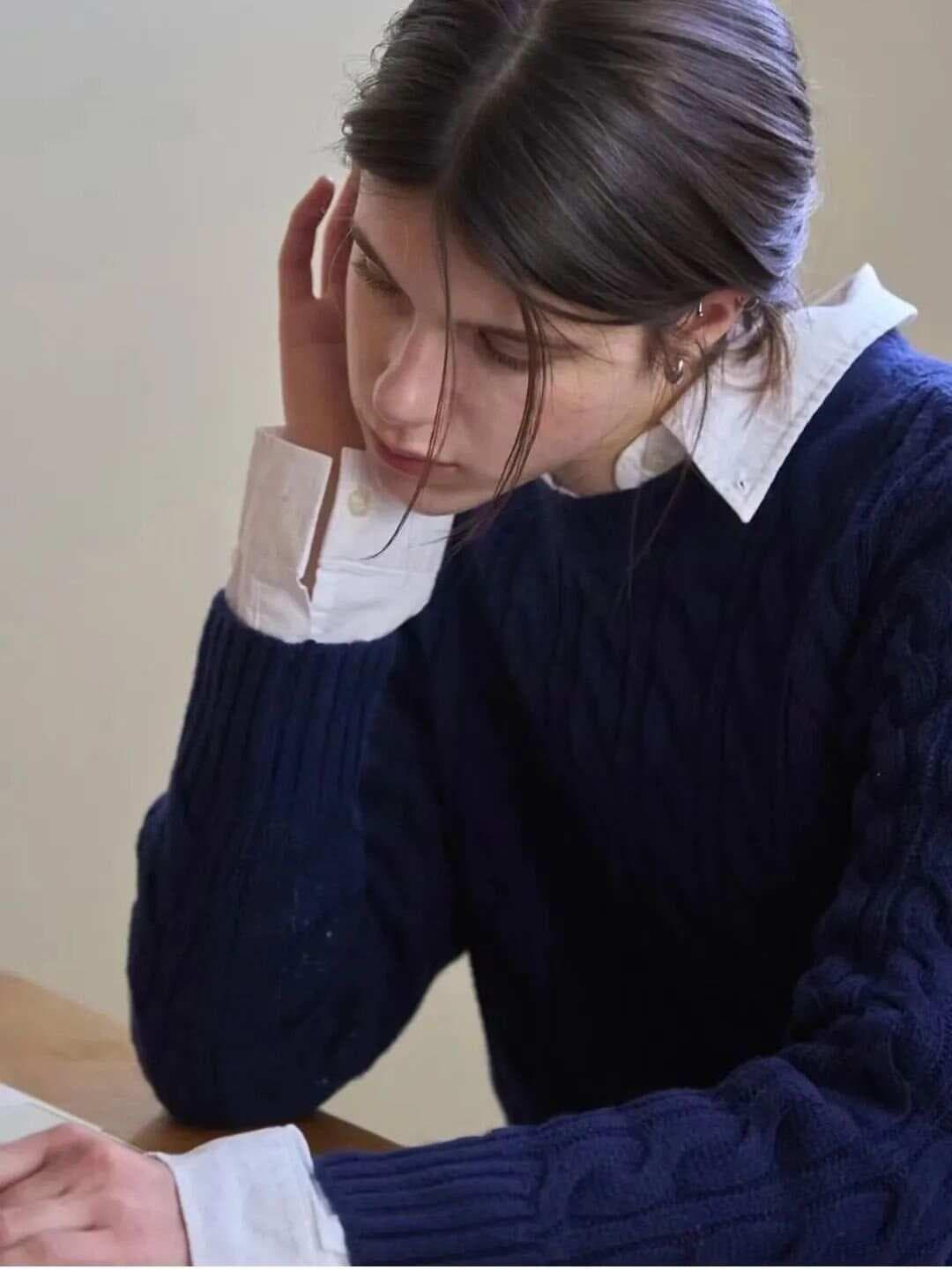 藏蓝色，这样穿太高级了！