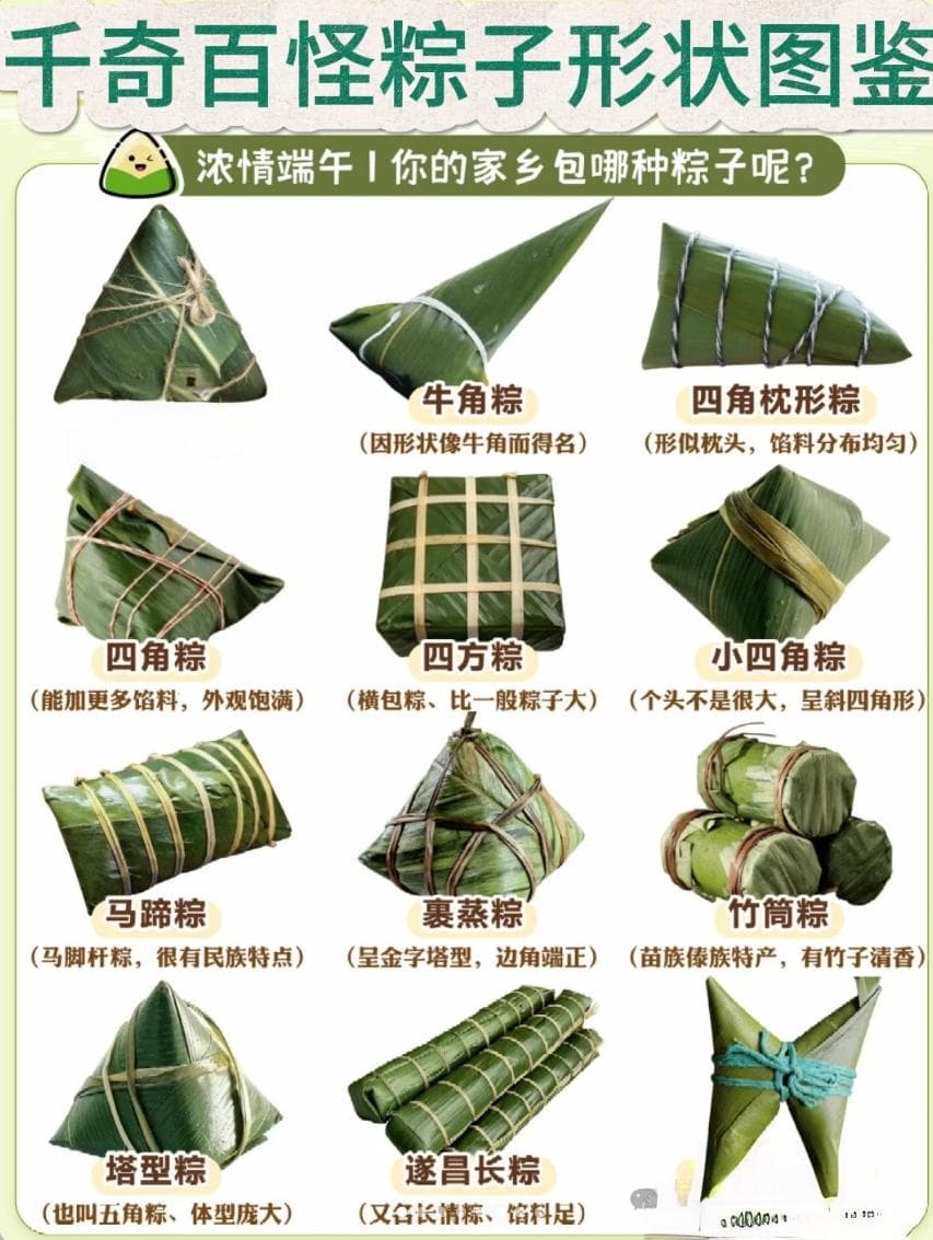 【最全】全国六种包法、29种粽子形状、三大类79种口味馅料
