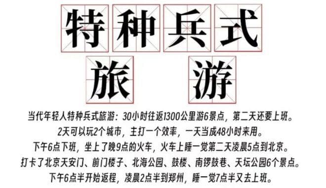 五一“特种兵式旅游”用英文怎么说？