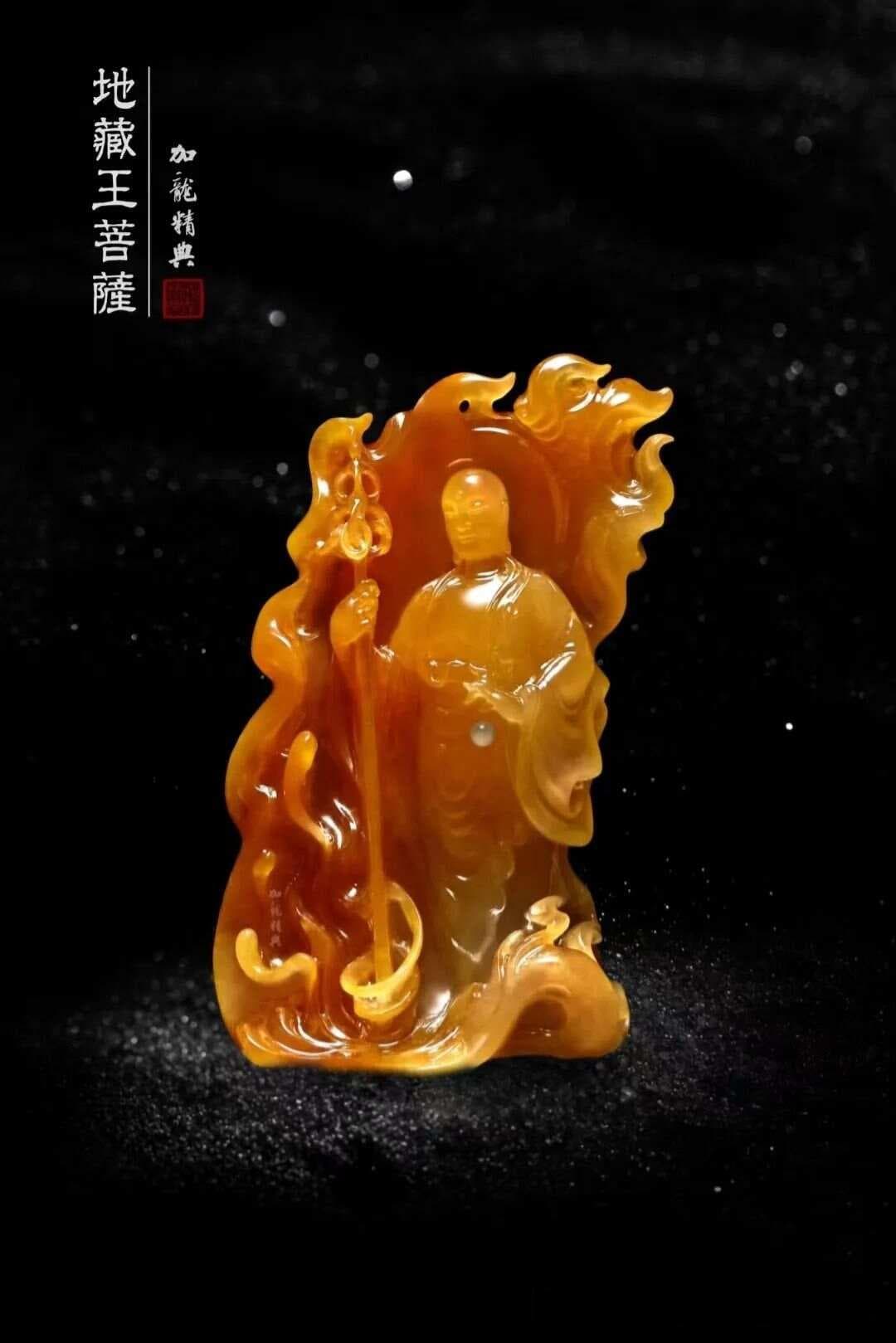 加龙经典黄翡《虚空藏菩萨》：佛教艺术与传统文化的完美融合