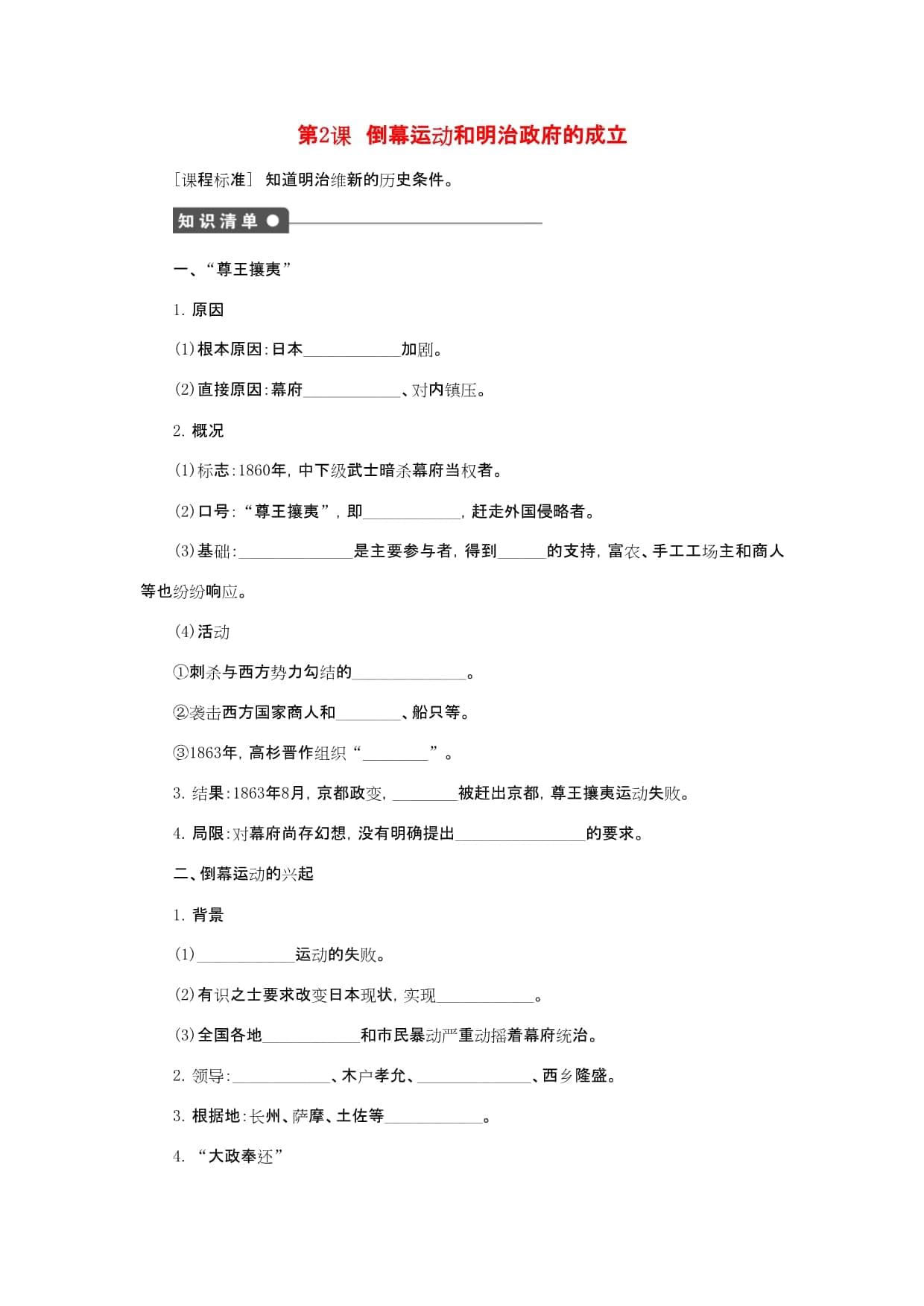 倒幕运动和明治政府的成立