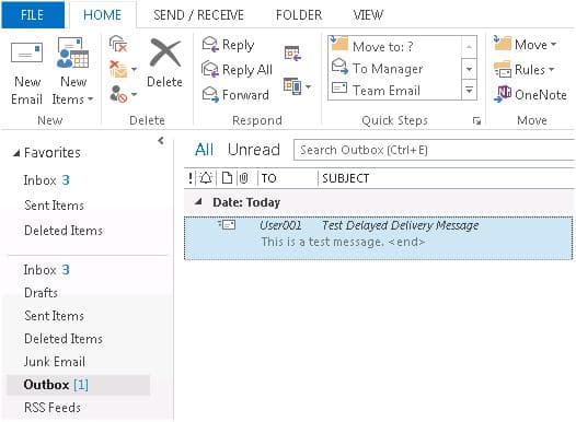 Outlook 中延迟传递邮件中缺少“发送”按钮