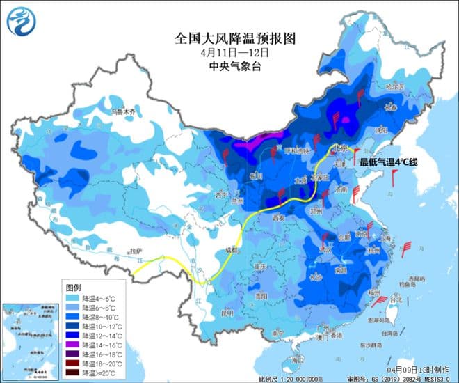 中央气象台发布大风黄色和降温预报！安徽大部分地区预计有轻度风灾！
