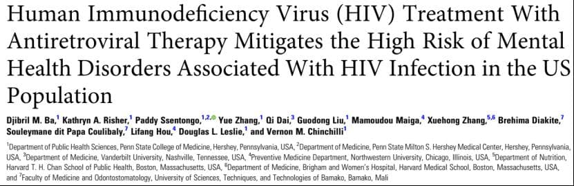 HIV感染者更易患精神疾病，抗病毒治疗可显著降低发病风险