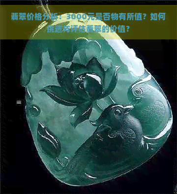 翡翠价格分析：3000元是否物有所值？如何挑选与评估翡翠的价值？