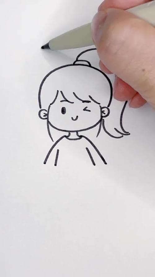 简笔画女生自画像教程：多种发型与风格的绘画参考
