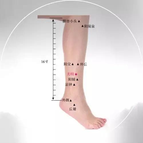 光明穴：足少阳胆经络穴，主治眼疾、头痛