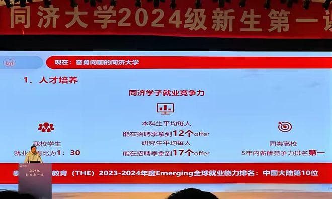 同济大学就业有多好？本科生人均12个Offer、研究生人均17个！