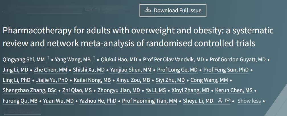 Lancet：四川大学华西医院李舍予团队：关于减肥药利弊的最新证据