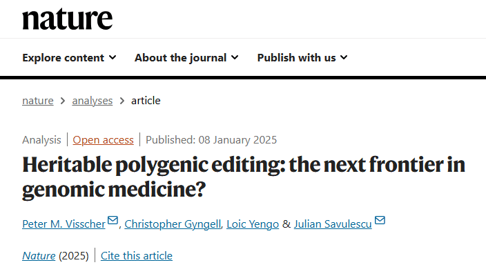 Nature：复杂疾病的未来防线，多基因编辑是否会引发新一轮优生学争议？