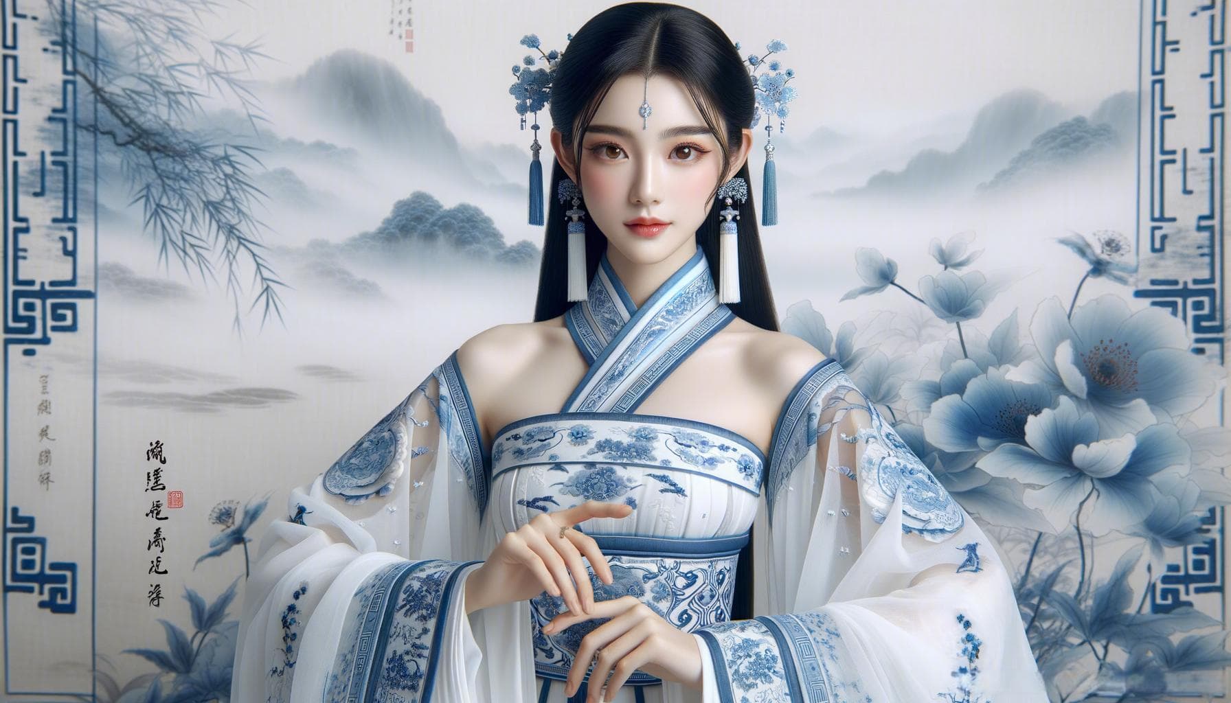 如何利用AI制作青花瓷少女图片