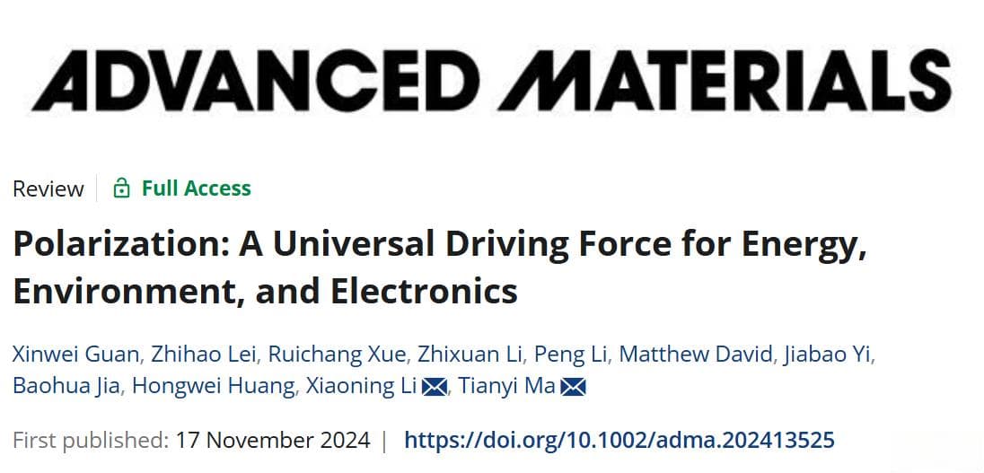 Adv Mater综述：极化现象在能源、环境、电子等领域的应用