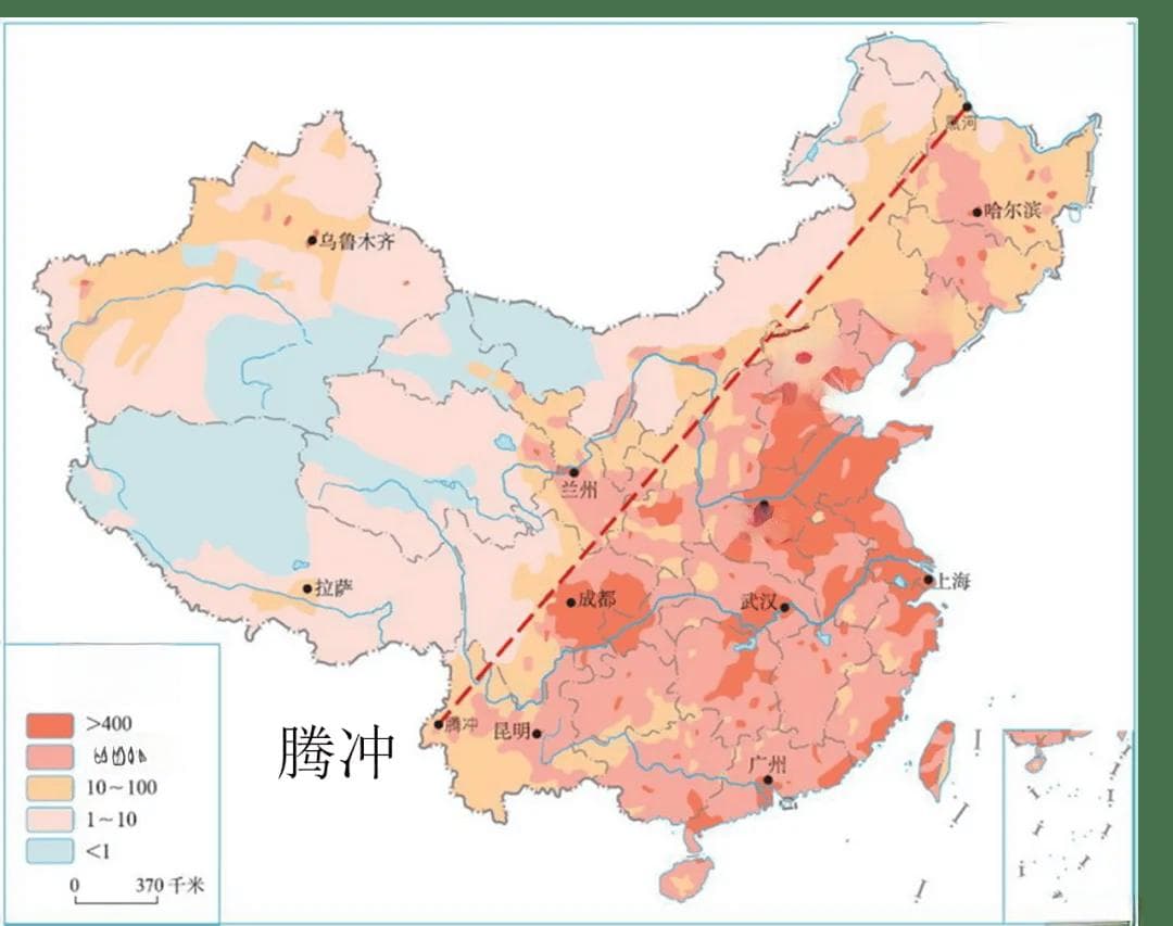 中国重要的地理分界线——胡焕庸线