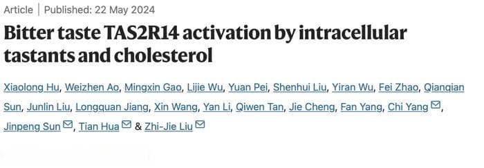 Nature最新研究：中国科学家团队揭示苦味受体TAS2R14独特调控机制