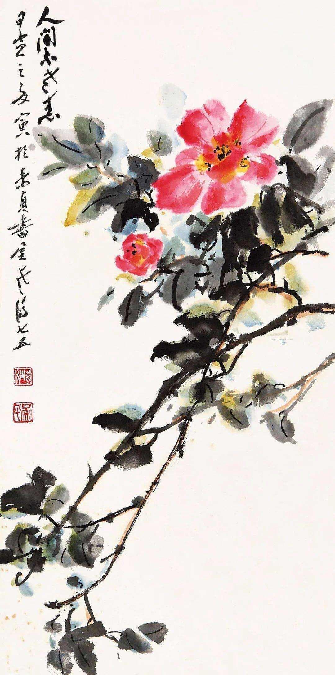 国画技法：写意茶花的画法与创作步骤！