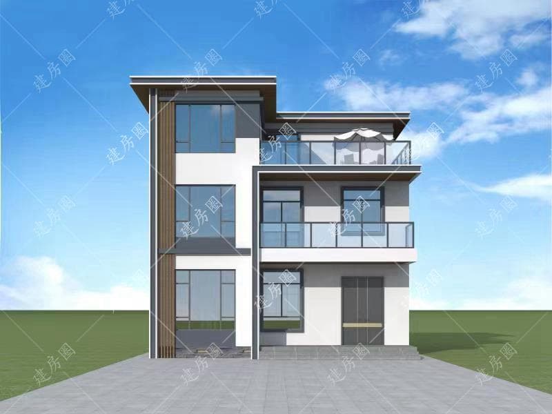 10米x10米三层现代风格自建房设计图纸