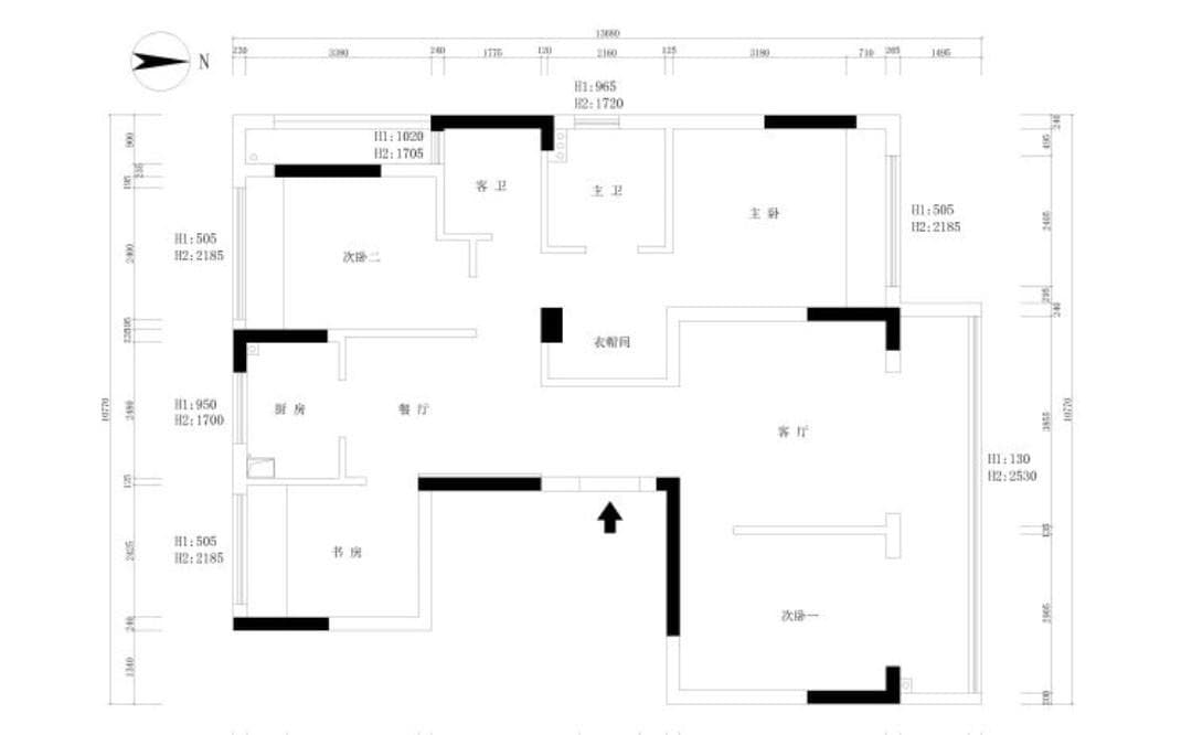 125㎡复古风三居装修案例