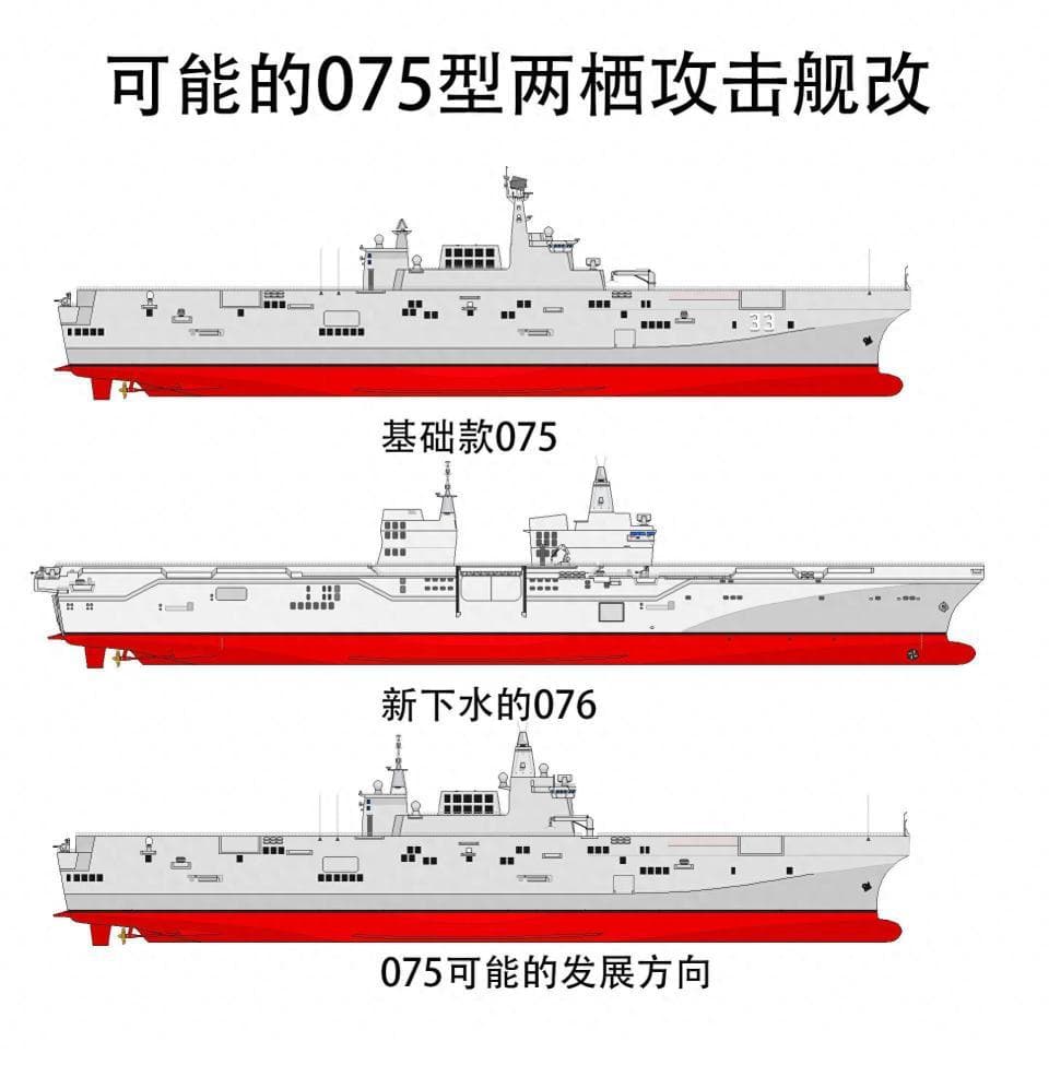 推测将来的075A，升级近防系统与雷达，学习四川级把HQ10顶脑门上