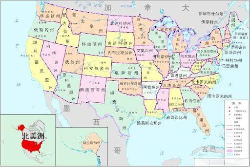 北美洲有哪些国家，北美洲地图